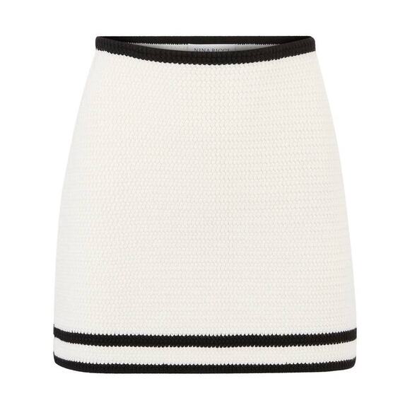 Nina Ricci Knitted Cotton Tweed Mini Skirt in Ecru Noir S - Picture 5 of 5